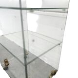 Vitrine en verre vintage / présentoir sur roulettes