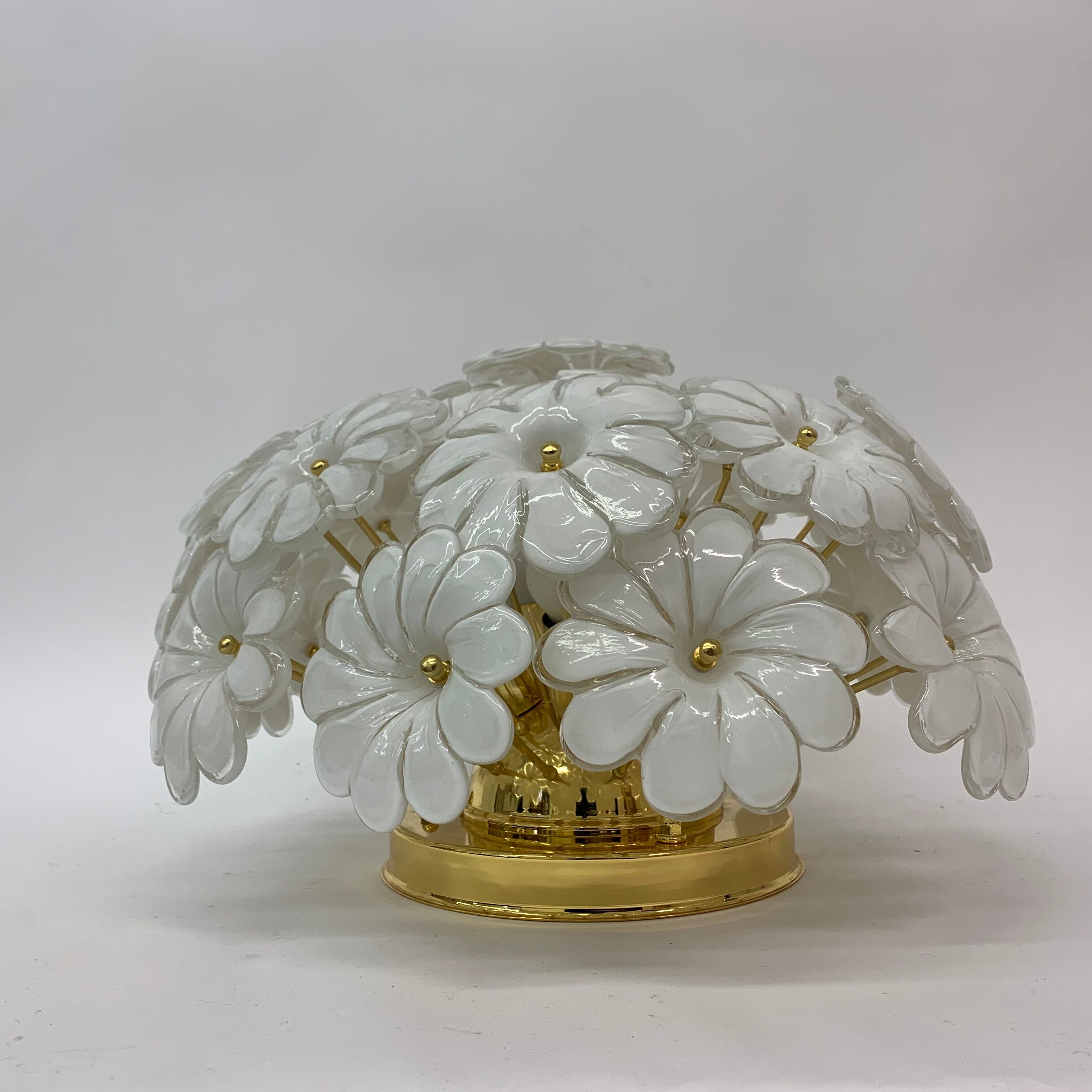 Murano glass flower italian ceiling lamp , 1970’s
