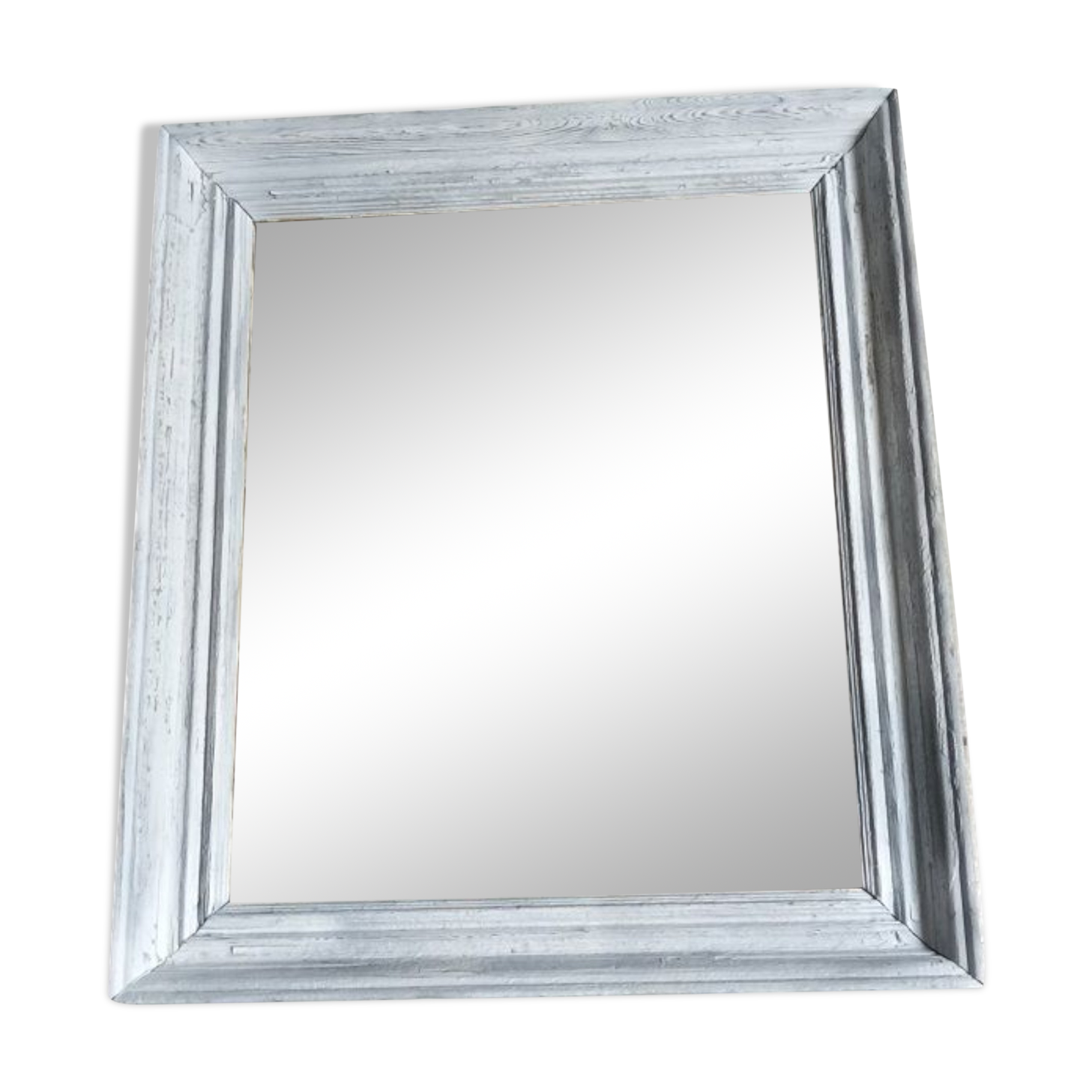 Mirror Patinated white wood frame