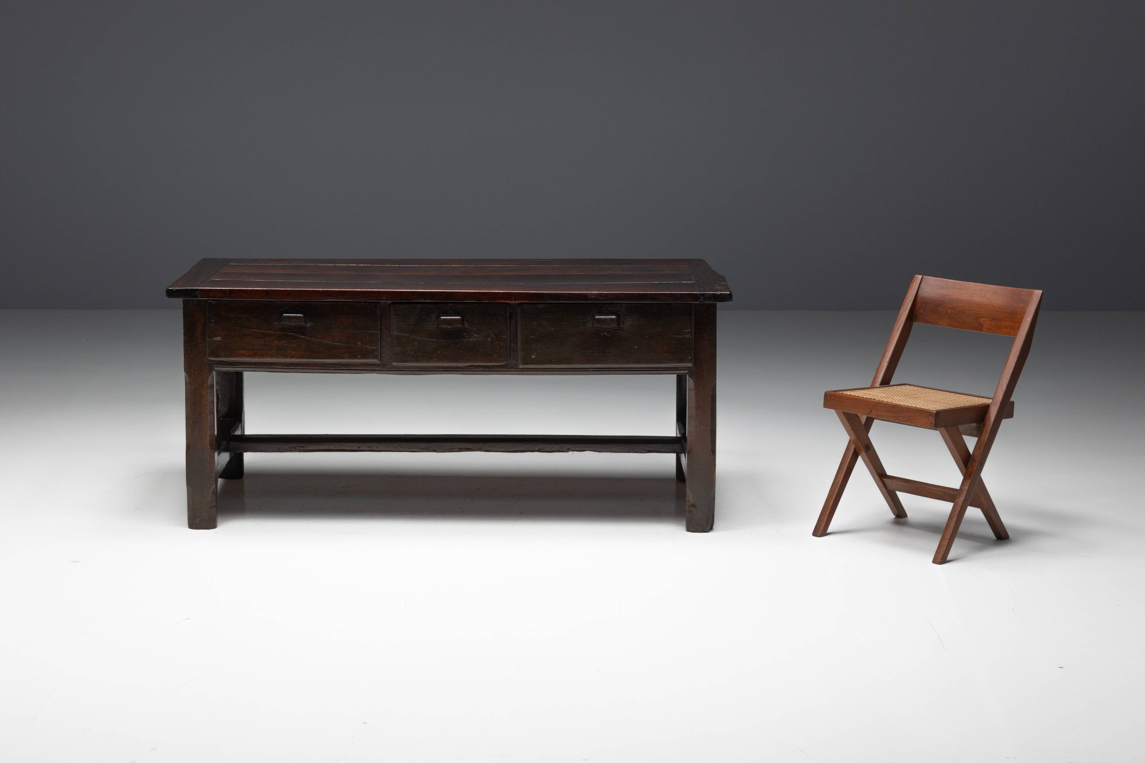 Wabi Sabi Brutalist Workbench, France, 19th Century