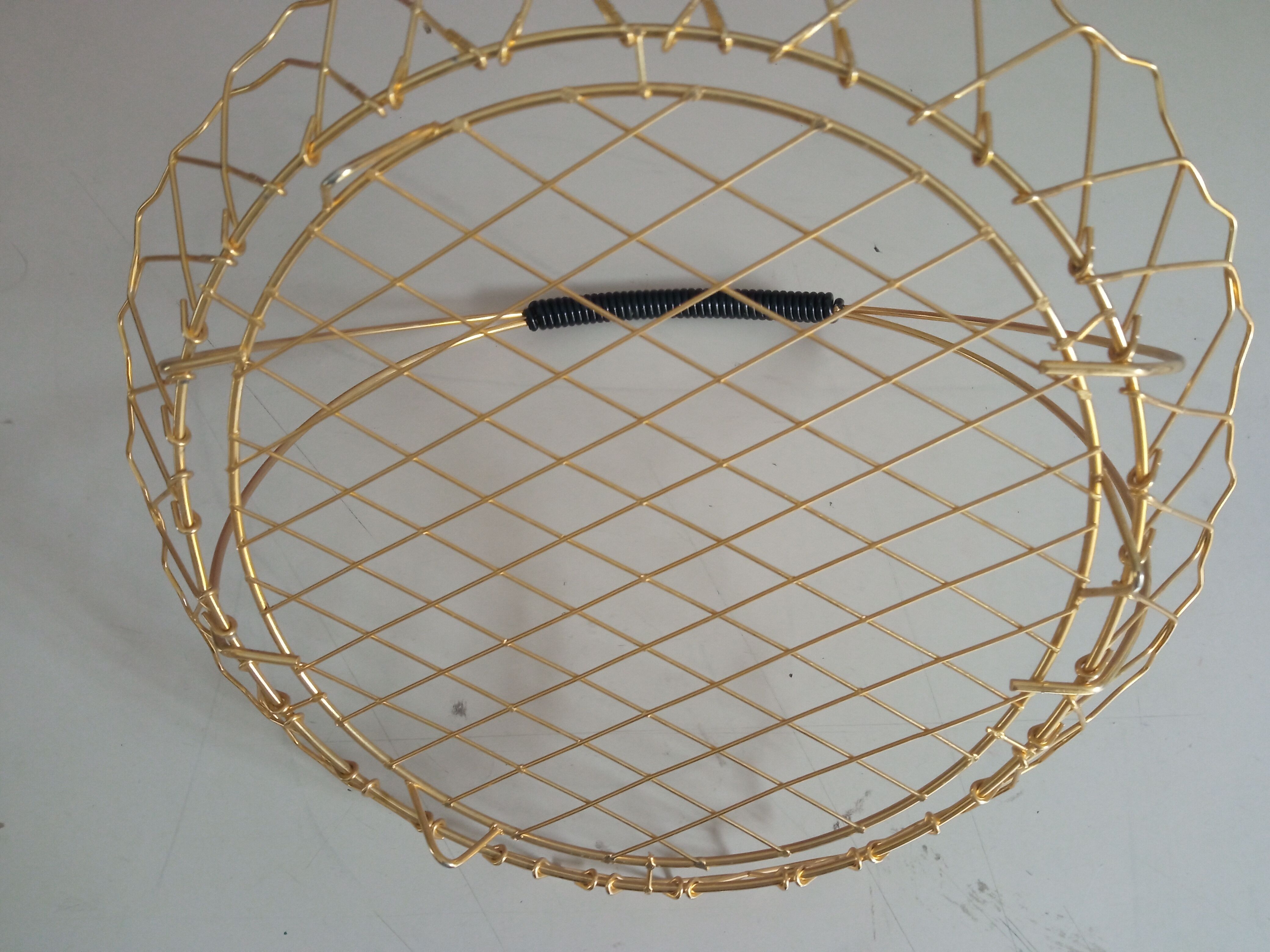 Vintage fruit basket gold metal