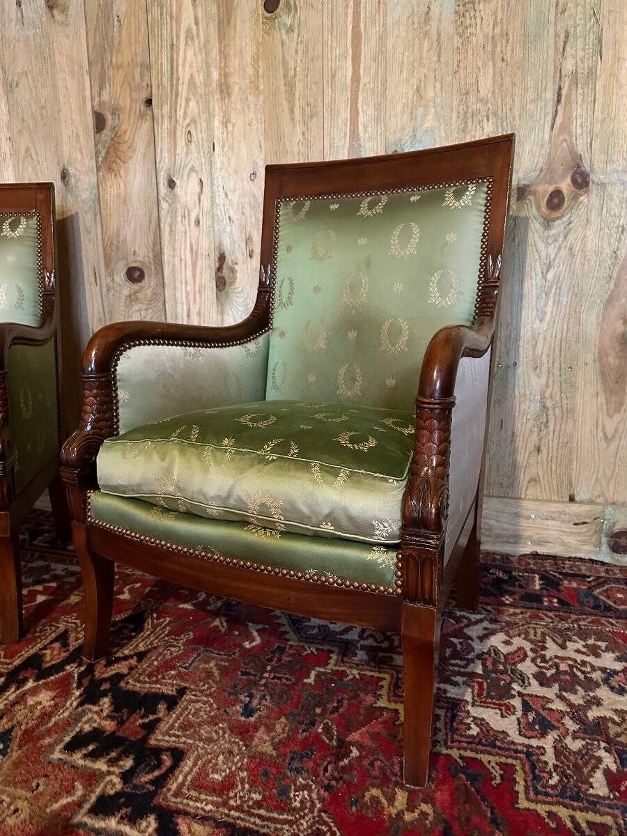 Pair of empire style mahogany shepherdesses.