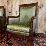 Pair of empire style mahogany shepherdesses.