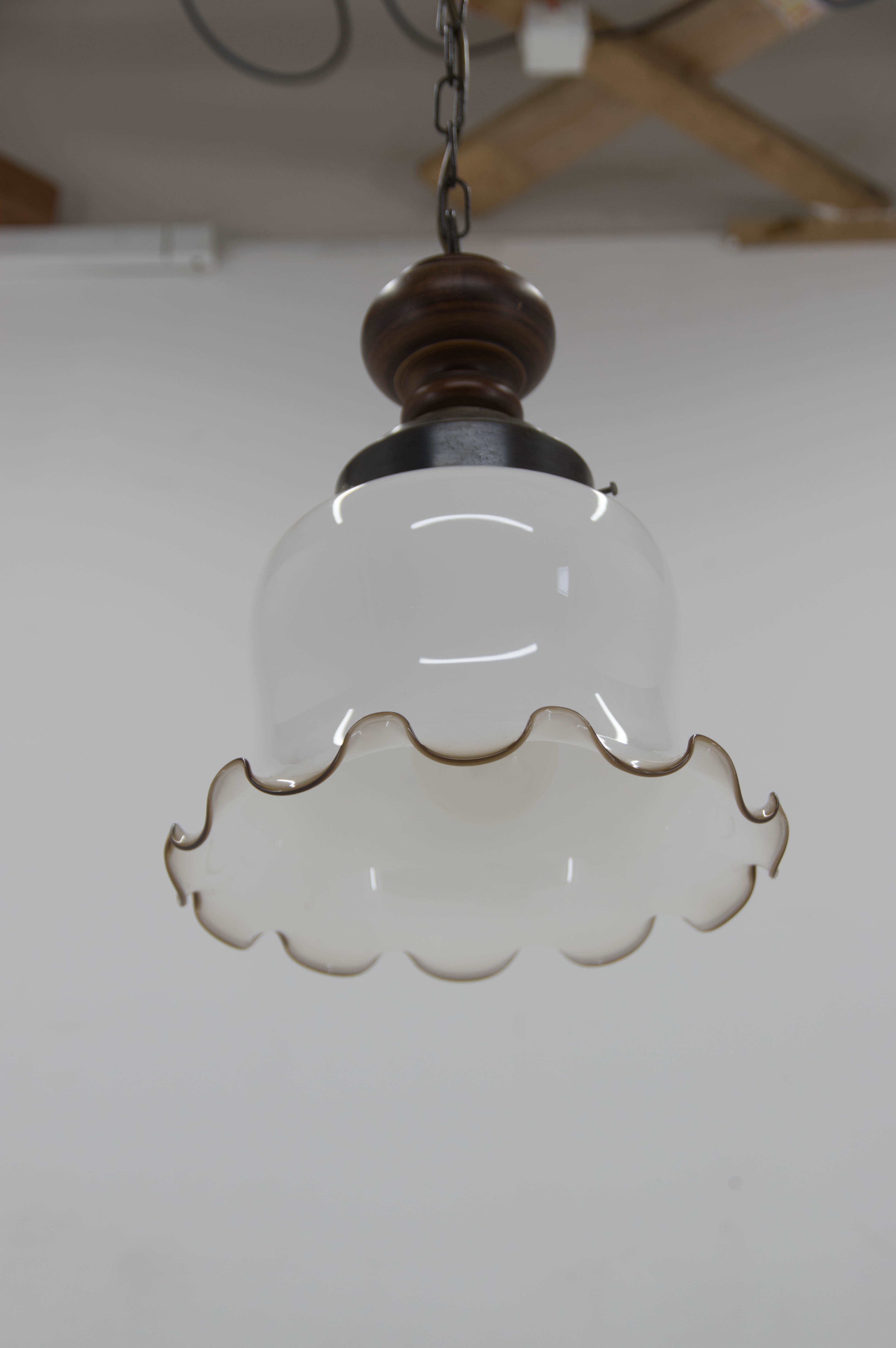 Mid-Century Glass Pendant, 1980s