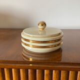 Jean Robj, Art Deco white and gold ceramic box, Robj Paris, France 1930s