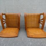 2 colonial bamboo and teak armchairs