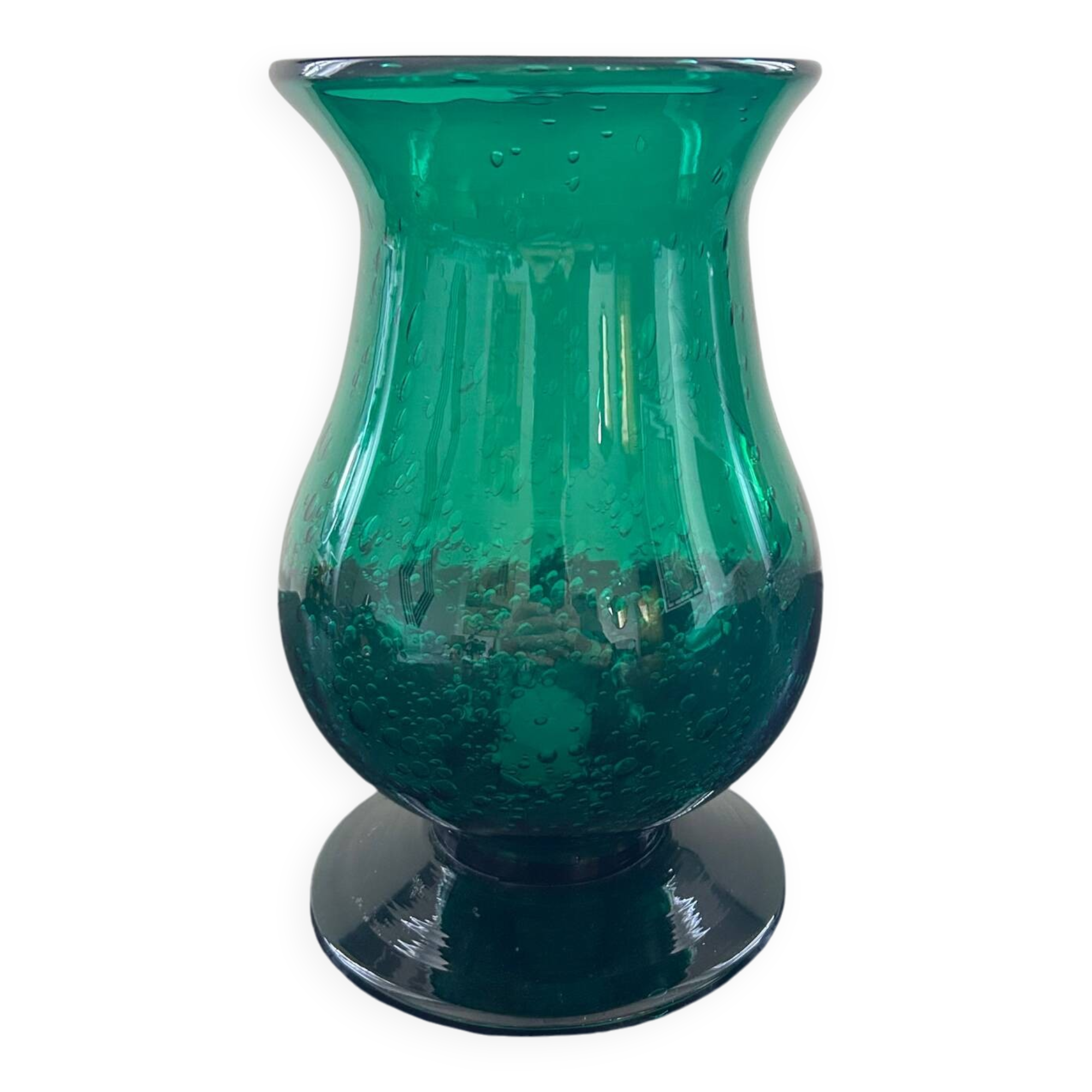 Bubbled glass fir green tealight holder