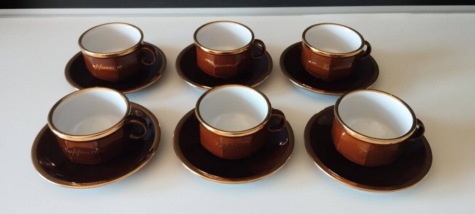 6 Rosler porcelain cups and saucers Parisian bistro type coffee cappuccino