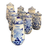 Series of 8 Delft spice jars