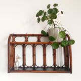 Vintage rattan wall shelf 1960