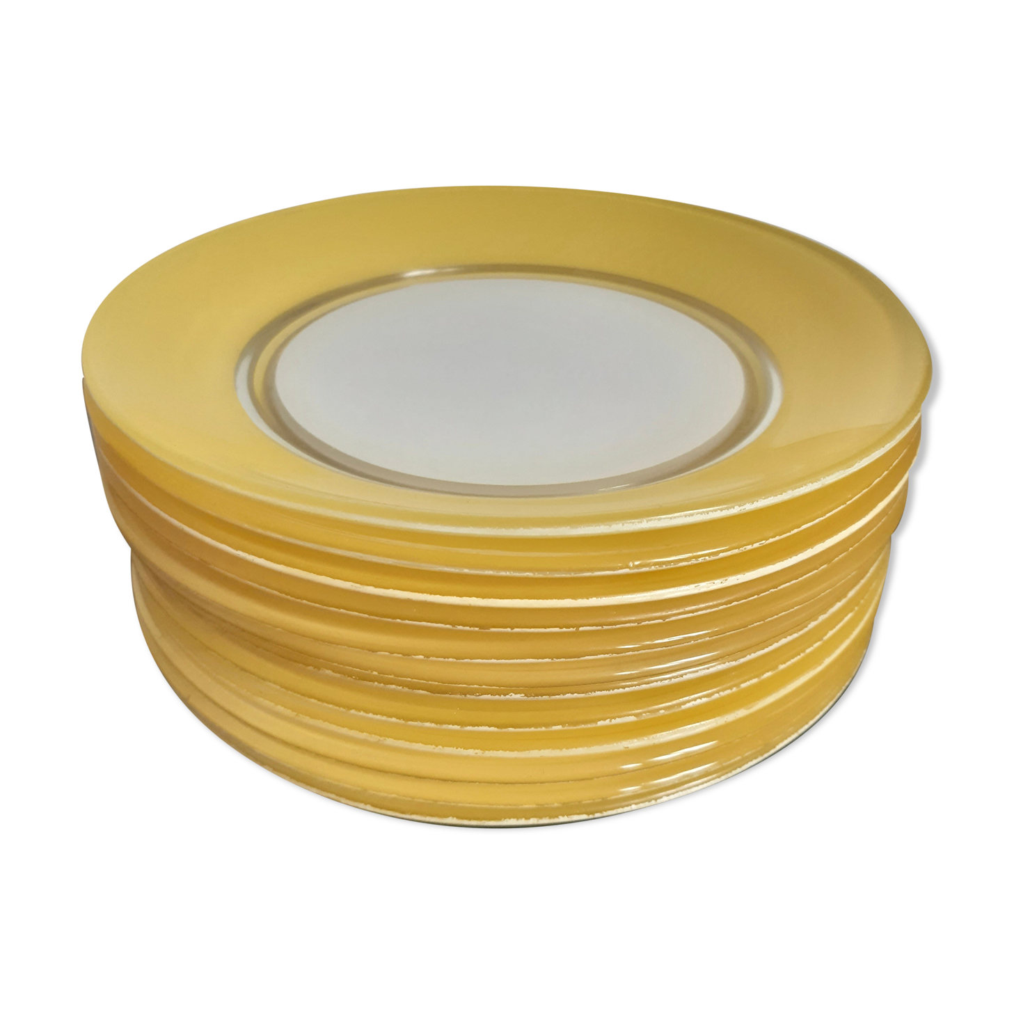 Lot of 12 duralex plates of vintage canteen 60s