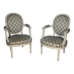 Paire de fauteuils médaillons - louis xvi