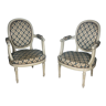 Paire de fauteuils médaillons Louis XVI