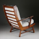 Pair of solid oak armchairs