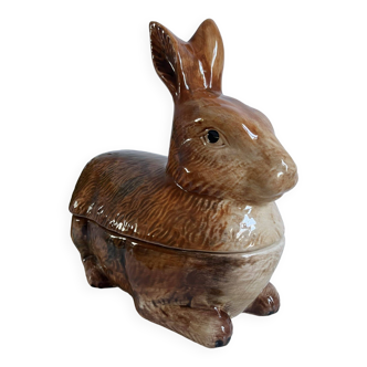 Hand-painted ceramic terrine box rabbit