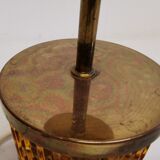 Swedish table lamp foot, made of wood, amber bubble glass and brass