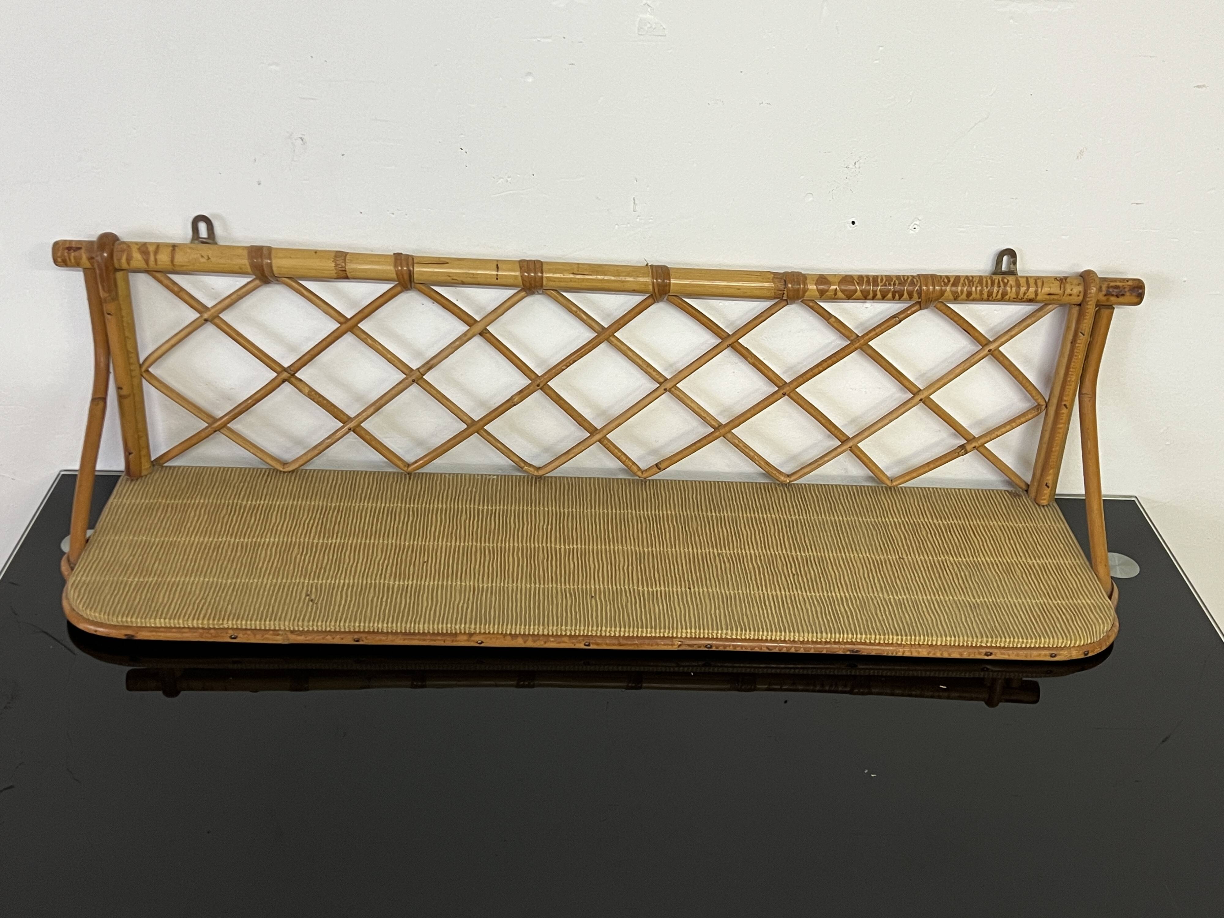 Vintage rattan wall shelf