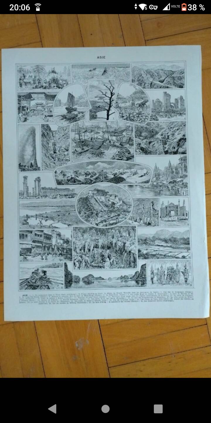 Old geographical map of Asia Larousse