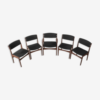 5 chaises de salle à manger des années 1960, Poul Volther