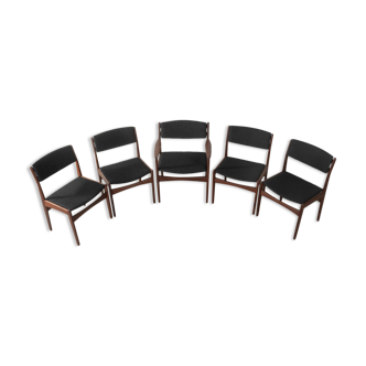 5 chaises de salle à manger des années 1960, Poul Volther