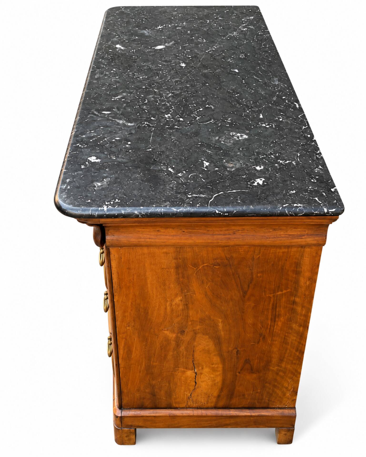 Louis-Philippe style secretary chest of drawers from the 19th century with walnut burl veneer.