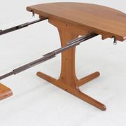 Vintage Danish round extendable dining table solid teak 1960s