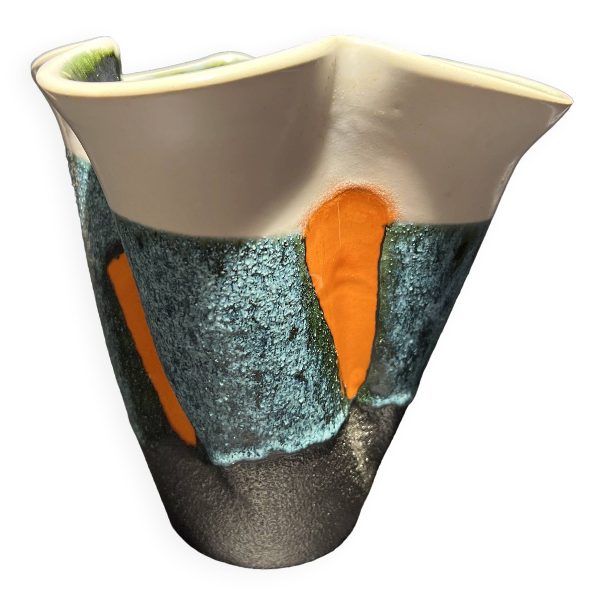 Enamelled ceramic vase signed Elchinger 1950