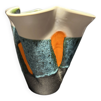 Enamelled ceramic vase signed Elchinger 1950
