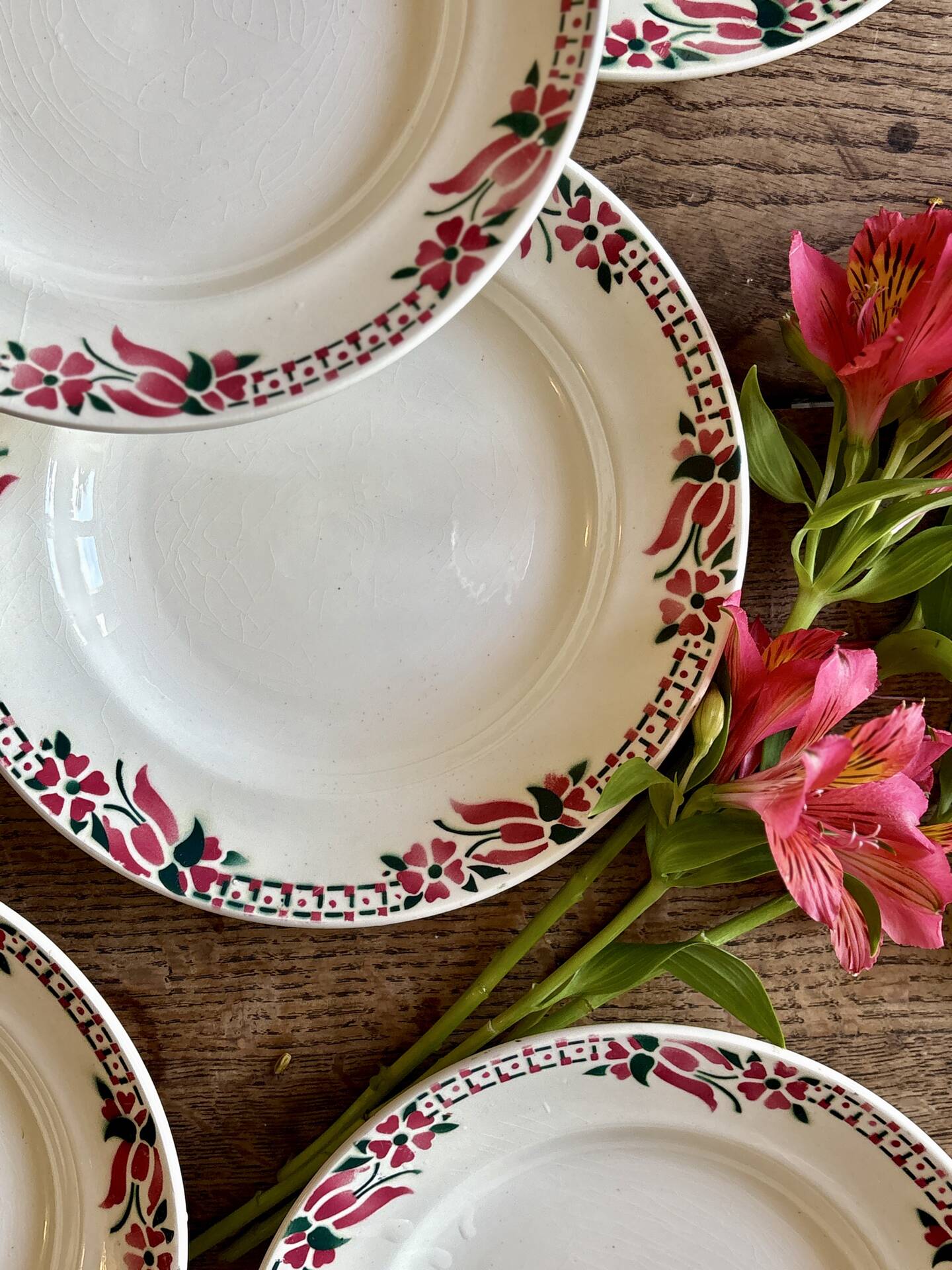 Set of 6 antique deep plates - Saint Amand Céranord