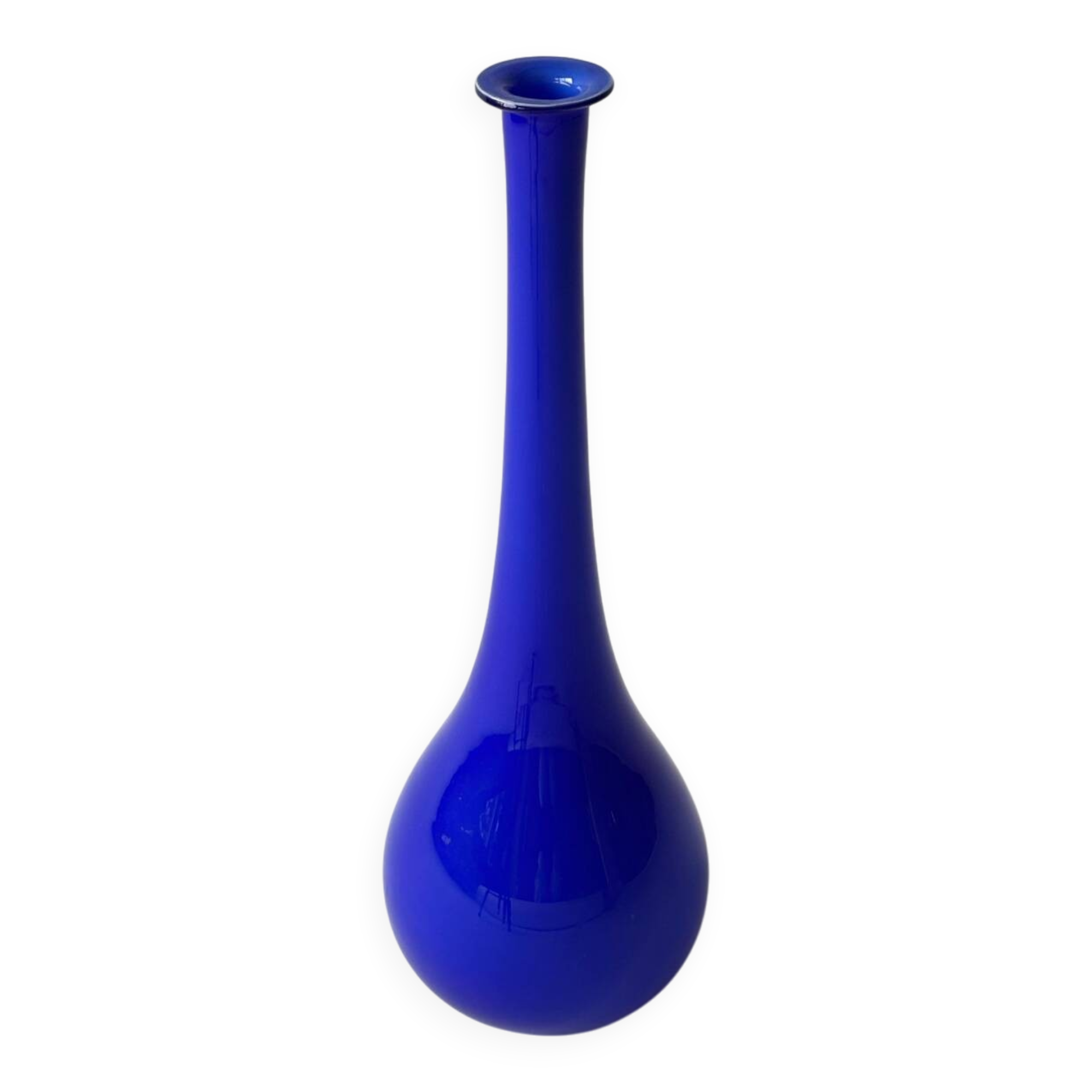 Large Murano blown glass bud vase, cobalt blue, 50cm
