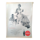 A Coca-Cola paper advertisement beach illustration from a period magazine