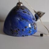 Suspension  en verre moucheté  bleue