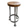 Vintage brutalist stool made of solid wood and twisted wrought iron – loft style