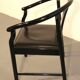 Set of 5 black lacquered leather dining chairs similar to China Chair Wegner