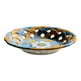 Glazed ceramic fruit bowl by Brancaleone, Italy, with floral decoration.