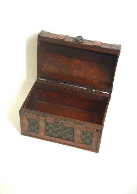 Monogrammed wooden chest