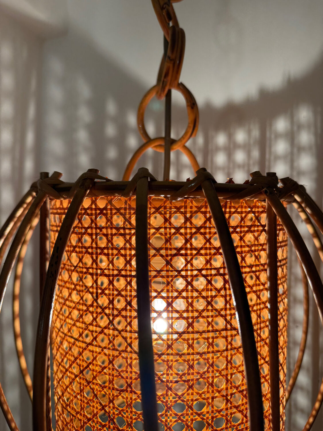 Bamboo rattan suspension from the 1960s.