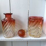 Baccarat crystal bottle and glass, bamboo model, 19th century.