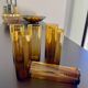 6 amber glasses