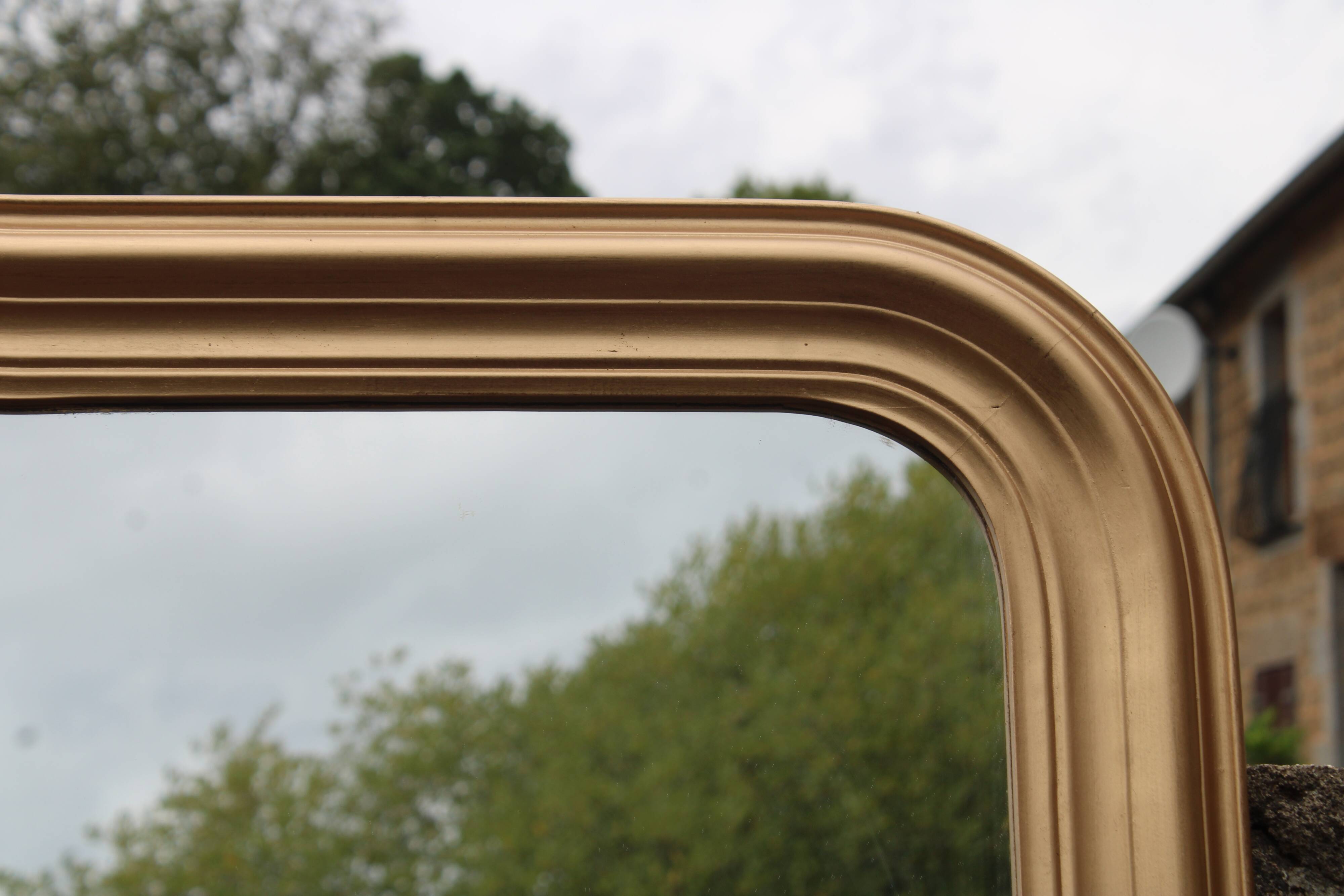 Vintage champagne gold wooden mirror – Louis-Philippe style – 86 × 62 cm