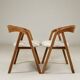 Paire de chaises scandinaves en chêne massif jaquard beige
