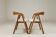 Pair of Scandinavian chairs in solid oak with beige jacquard.