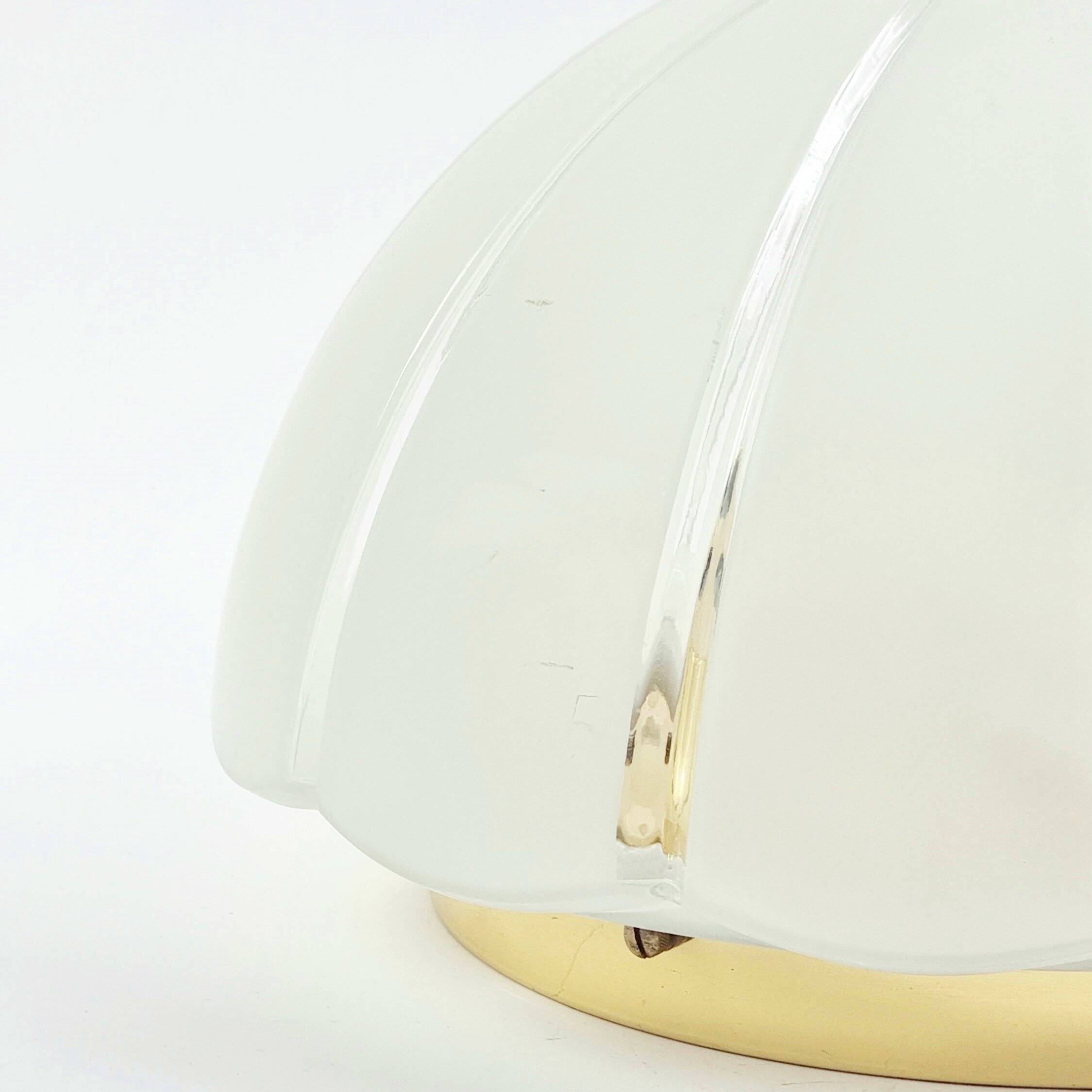 Very Large Space Age Glass & Brass Ceiling Light from Limburg, Germany, 70s