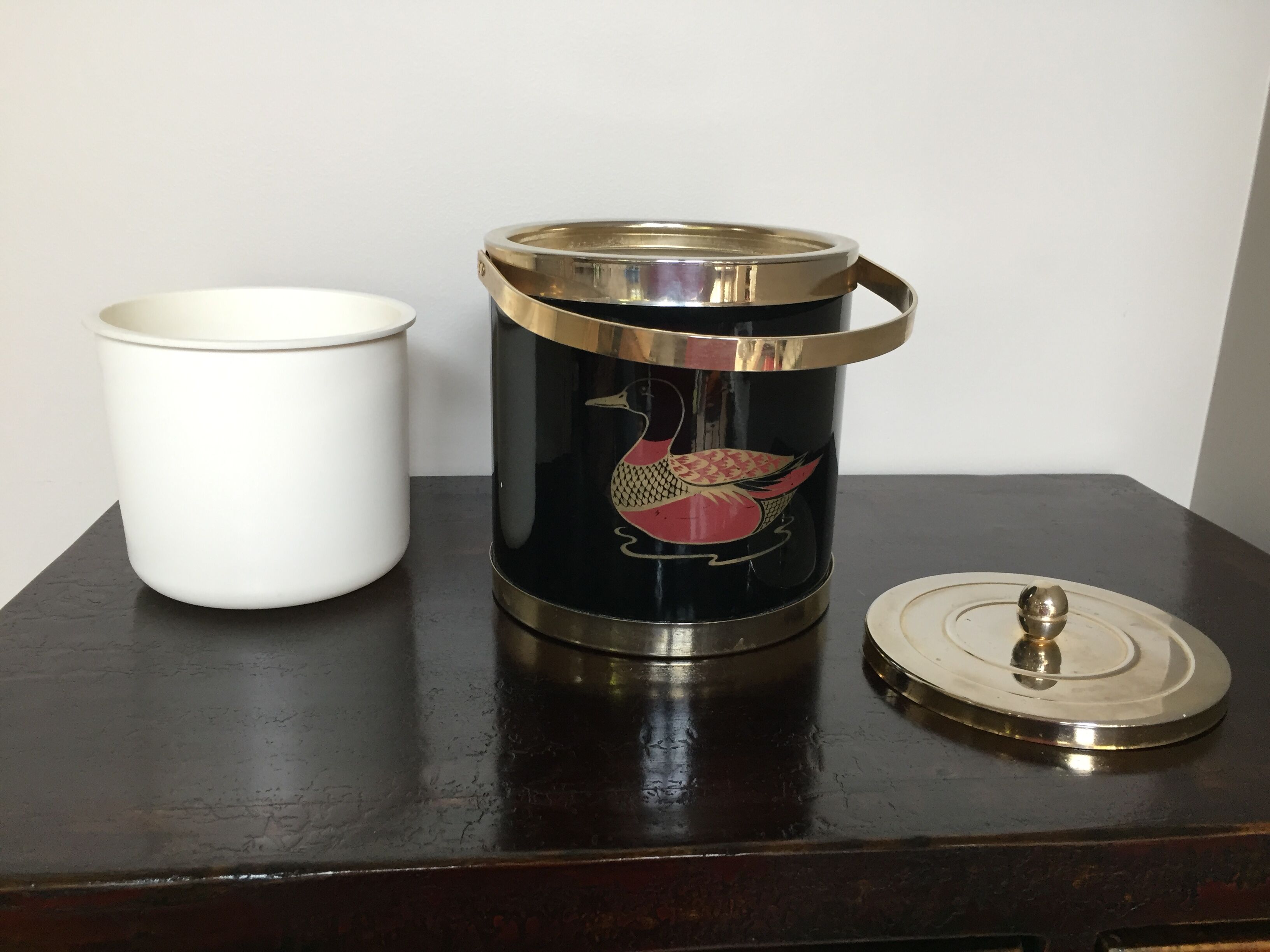 Vintage black and metal ice bucket