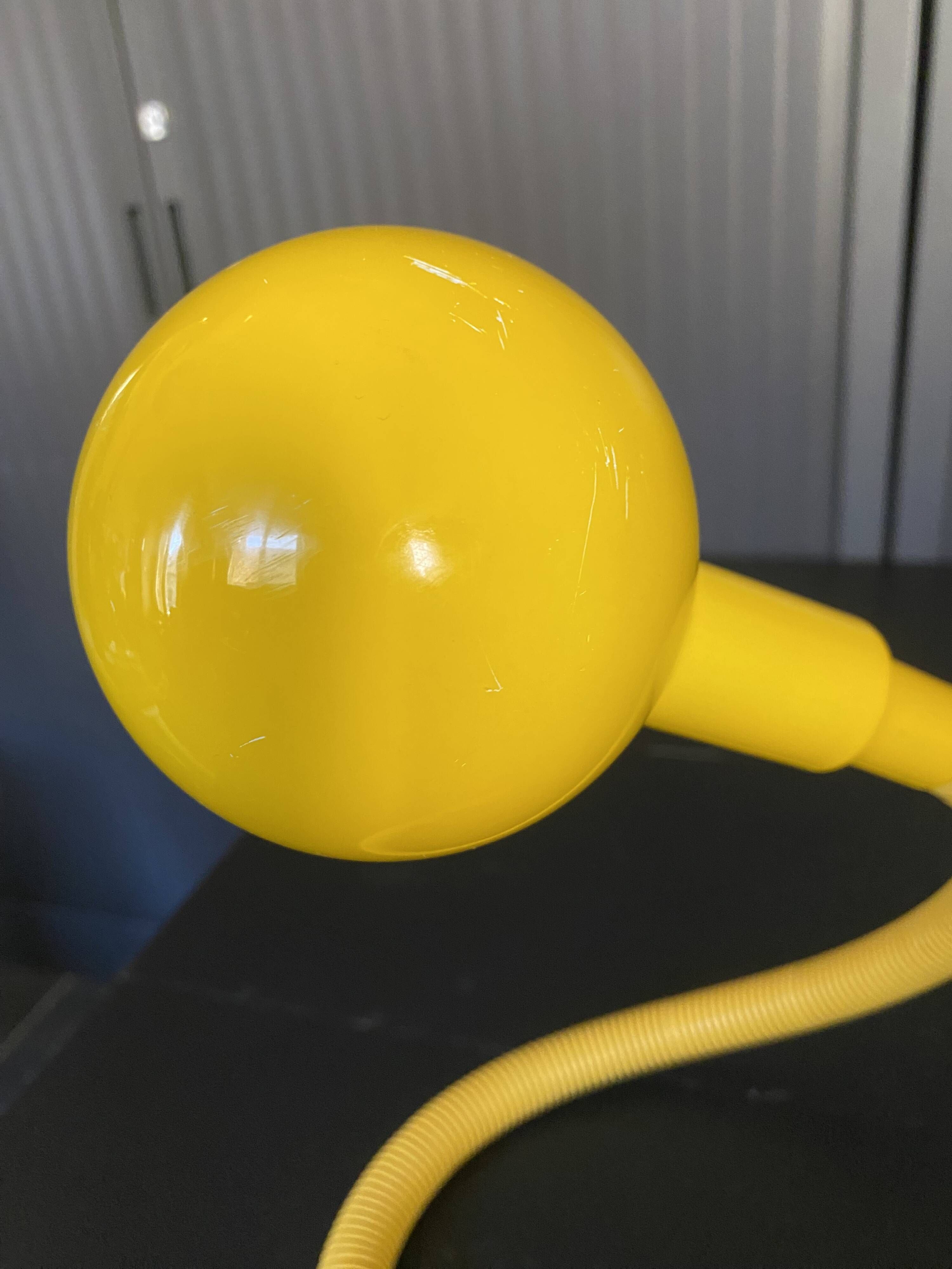 Yellow Hebi lamp by Isao Hosoe for Valenti, vintage pop yellow from the 1970s.