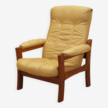 Yellow leather armchair, Danish design, 1960s, production: Denmark