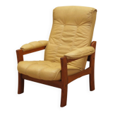 Fauteuil en cuir jaune, design danois, années 1960, production : Danemark