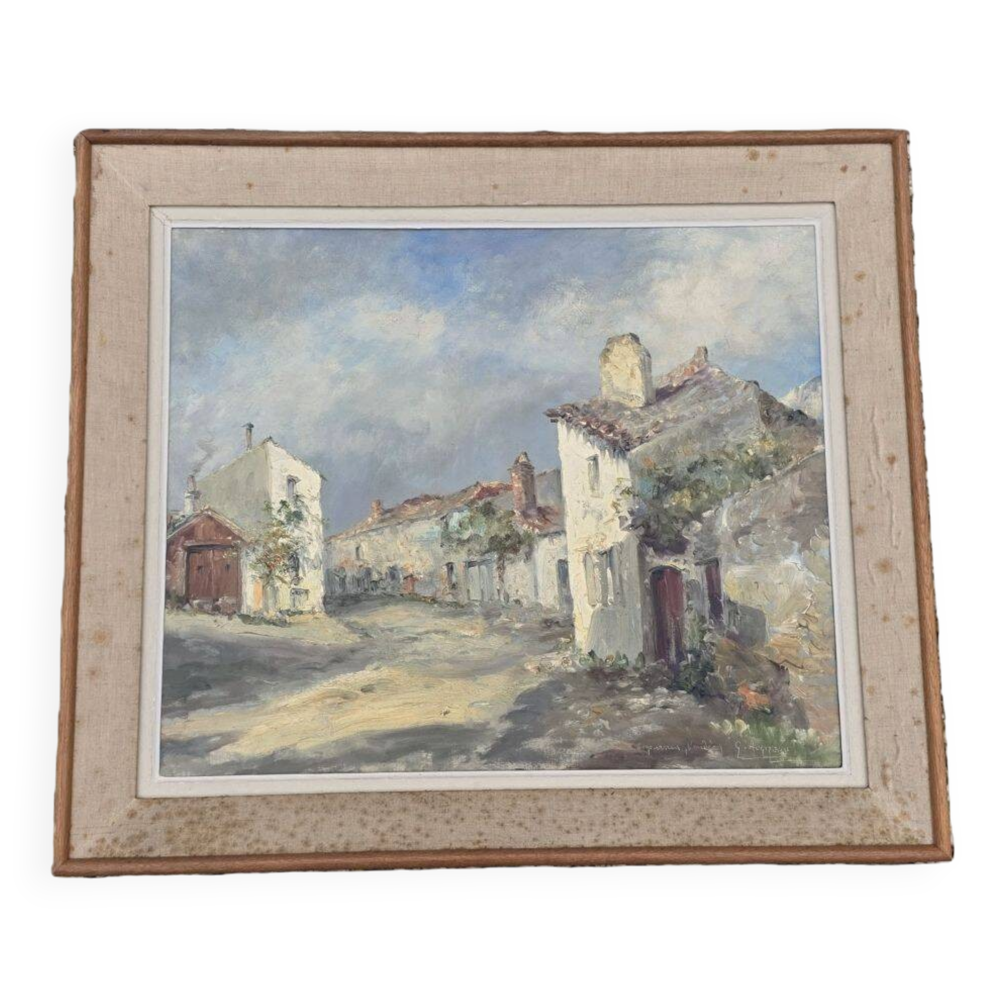 Augizeau Gabriel Large Oil on Canvas Signed Titled Sigournais Vendée