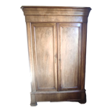 Old wardrobe Louis Philippe 2 doors 19th century 1 drawer shelves