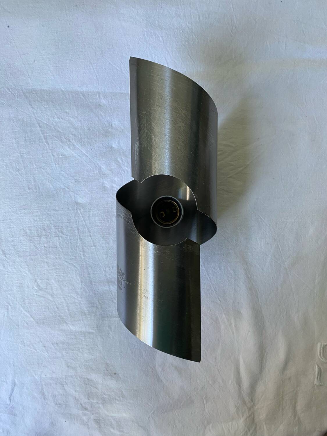 Brushed stainless steel wall light by Oxar France, vintage 1970s